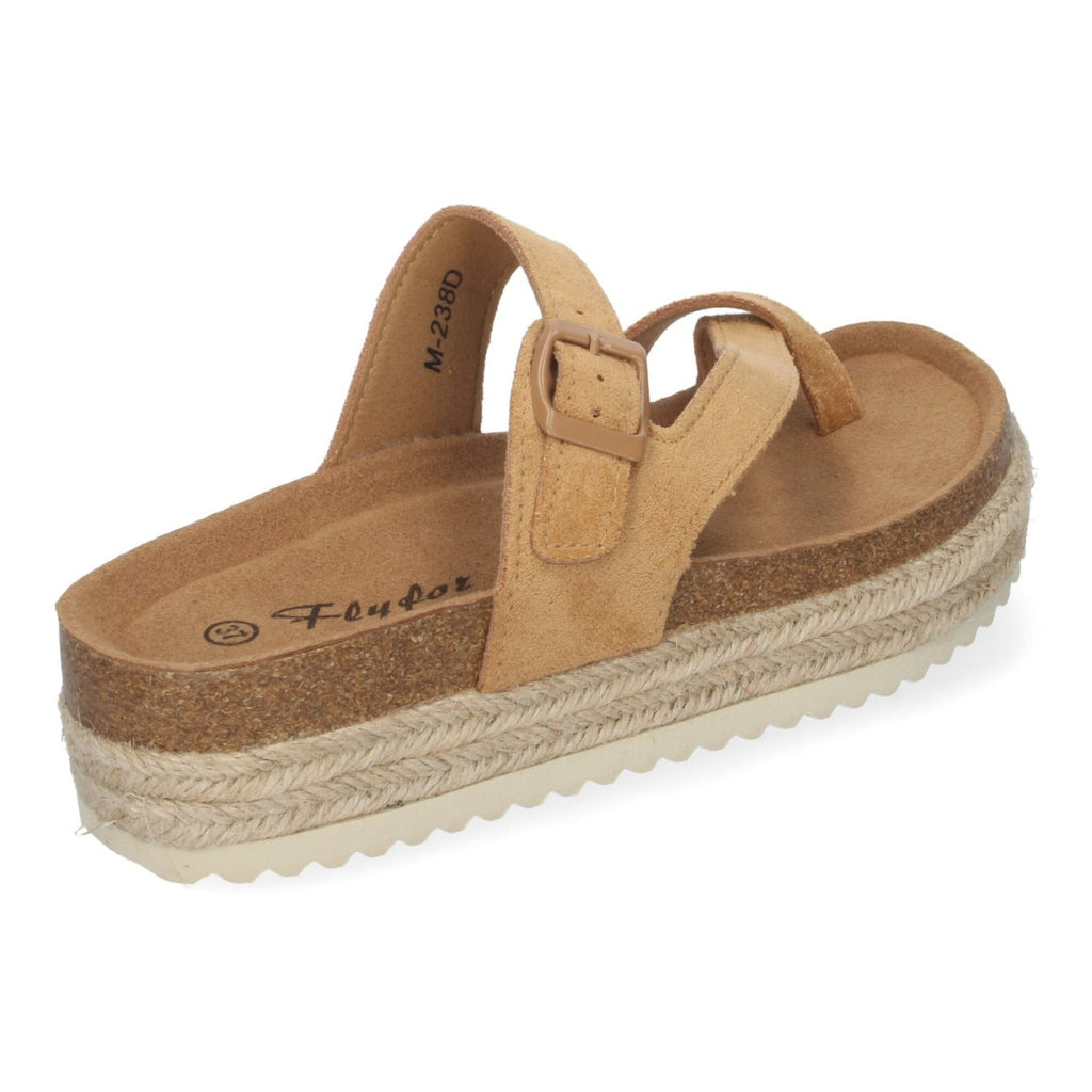 Sandalias Taupe Mujer Plataforma Bio Yute Estilo Esclava Hebilla Elegantes