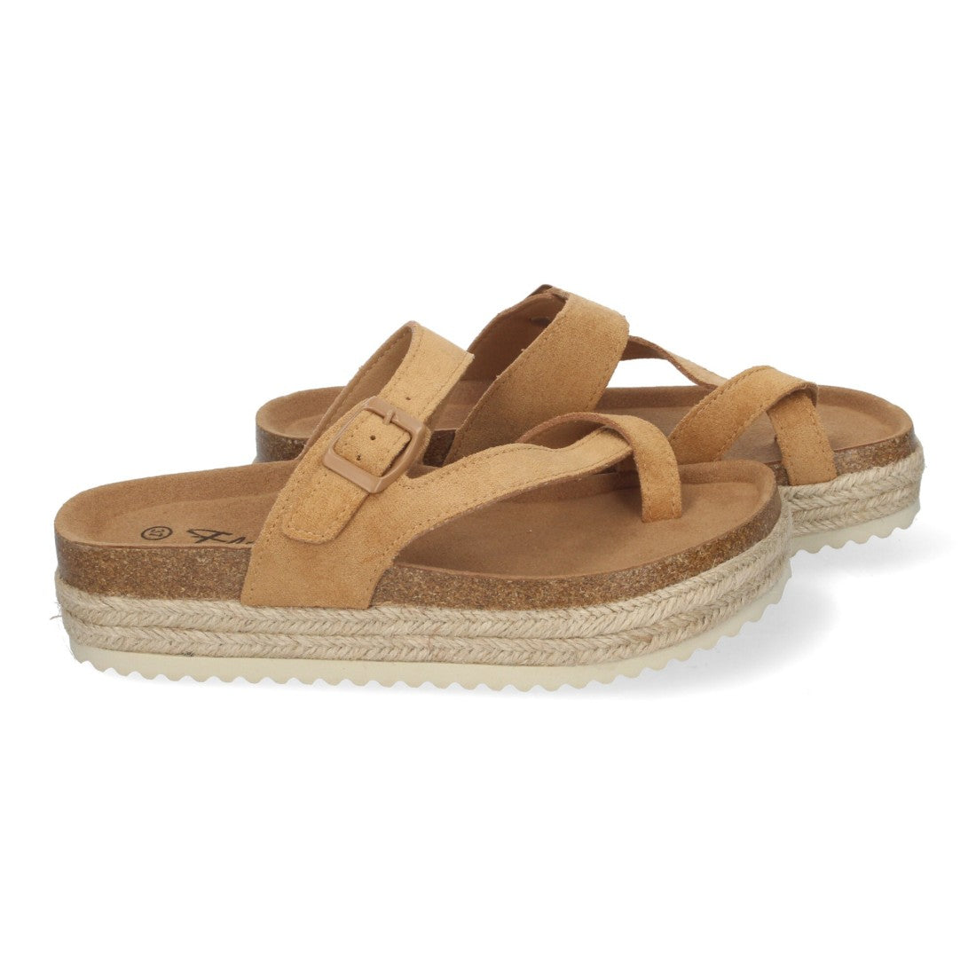 Sandalias Taupe Mujer Plataforma Bio Yute Estilo Esclava Hebilla Elegantes