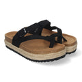 Sandalias Negras Mujer Plataforma Bio Yute Estilo Esclava Hebilla Elegantes