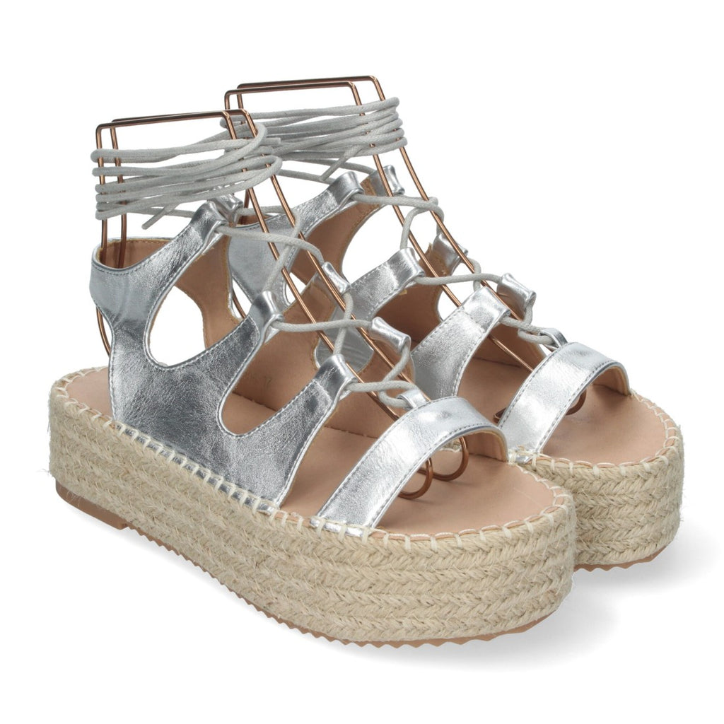 Sandalias Plateadas Mujer Elegantes Fiesta