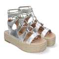 Sandalias Plateadas Mujer Elegantes Fiesta