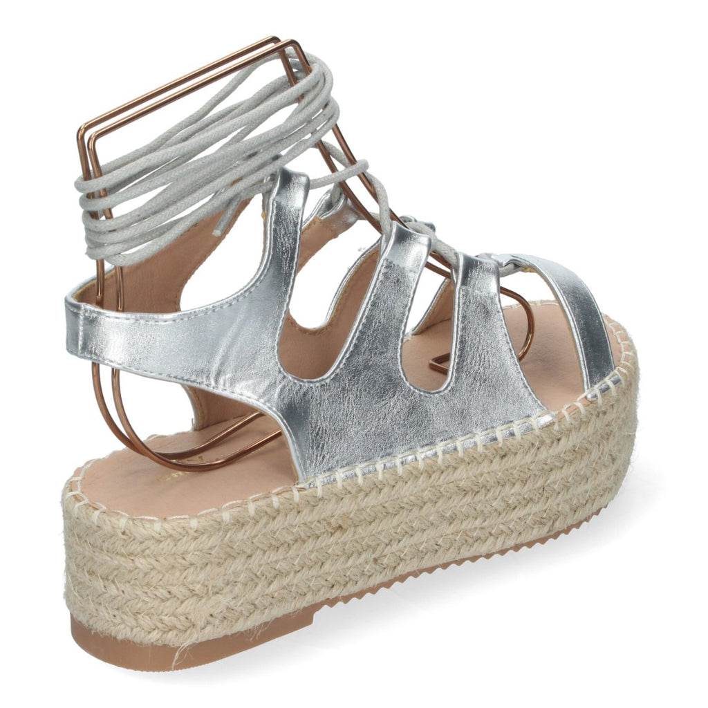 Sandalias Plateadas Mujer Elegantes Fiesta