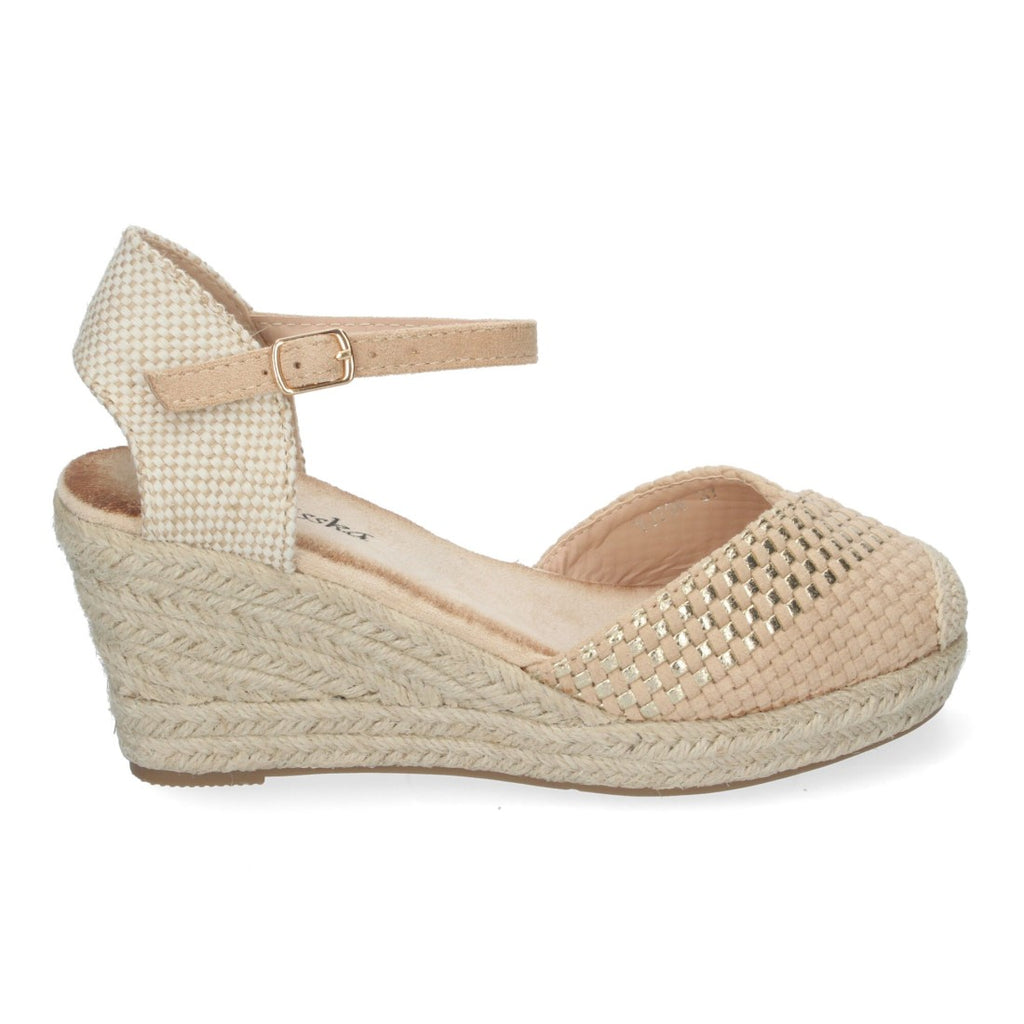 Sandalias Beige Mujer Cuña Espadrille Trenzadas Cómodas