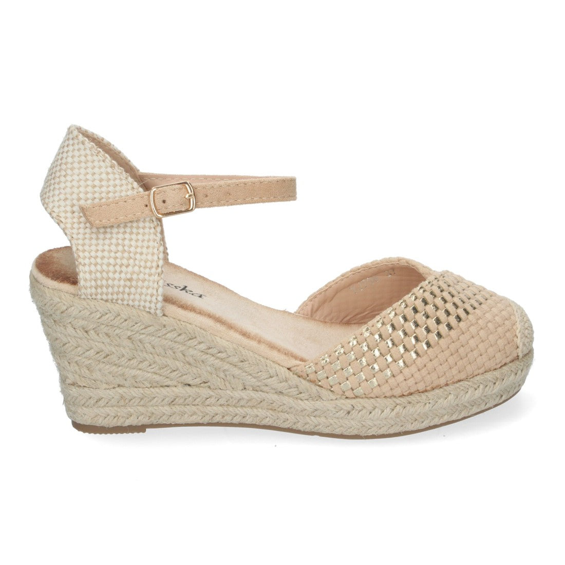 Sandalias Beige Mujer Cuña Espadrille Trenzadas Cómodas