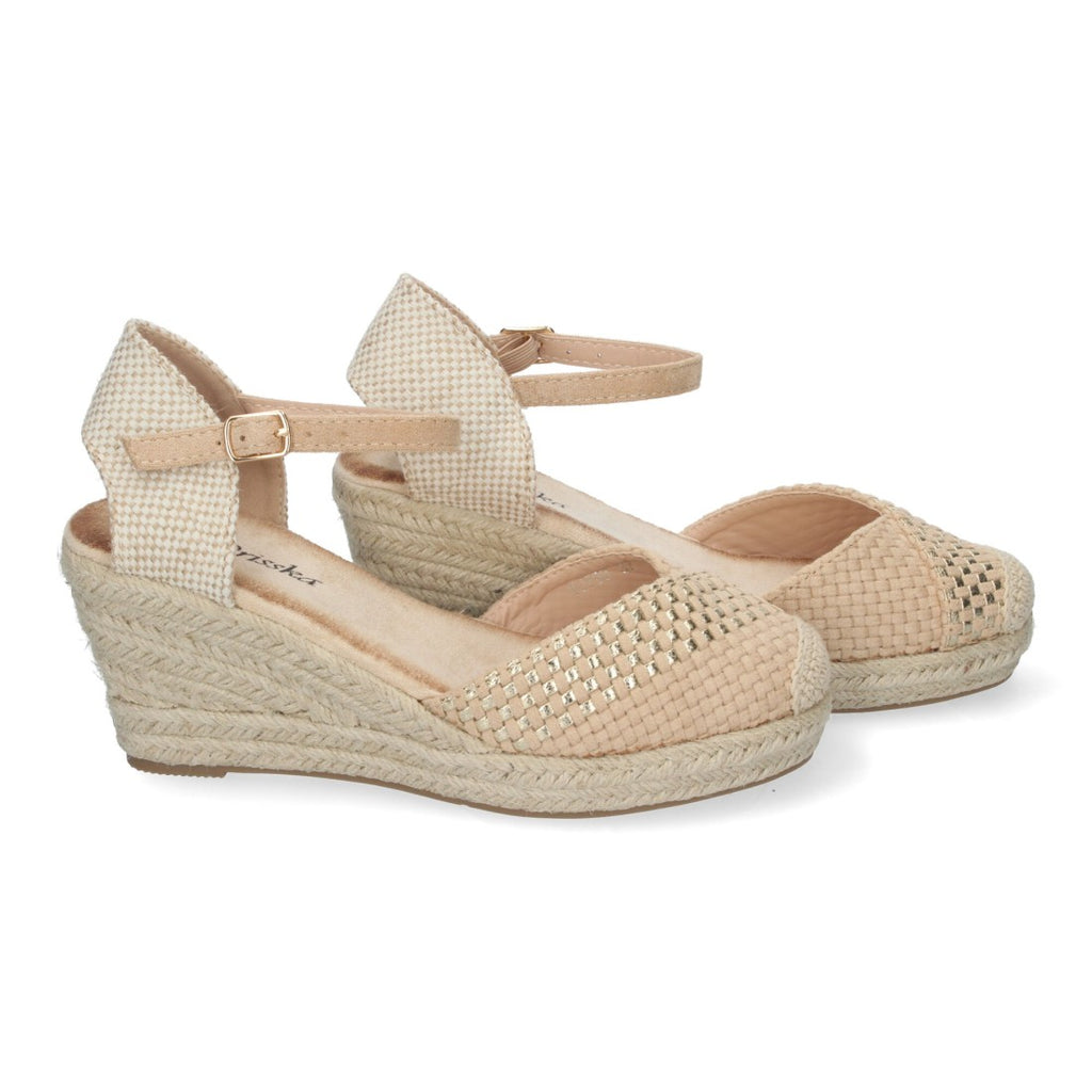 Sandalias Beige Mujer Cuña Espadrille Trenzadas Cómodas