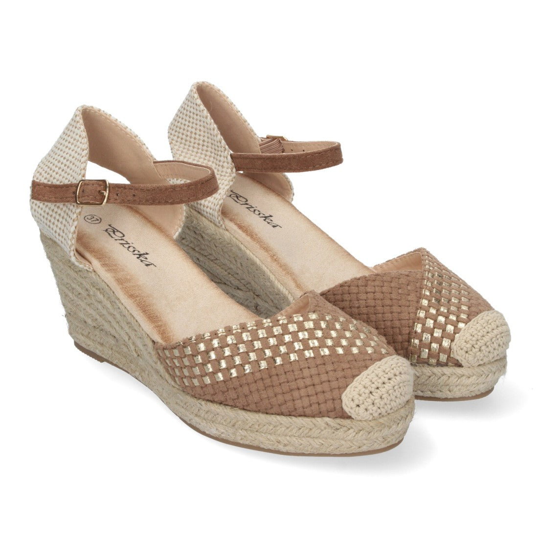 Sandalias Kaki Mujer Cuña Espadrille Trenzadas Cómodas