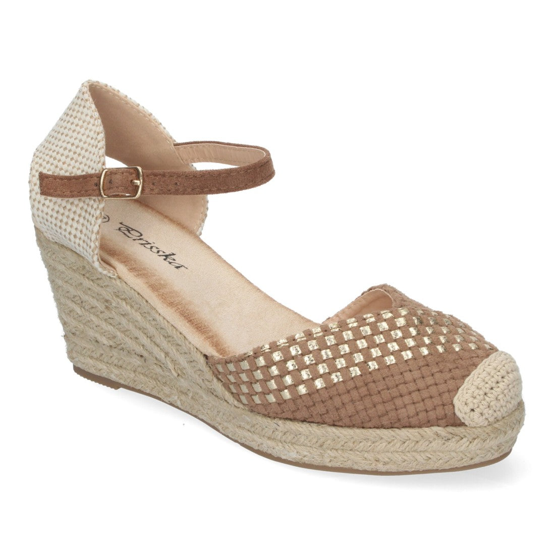 Sandalias Kaki Mujer Cuña Espadrille Trenzadas Cómodas