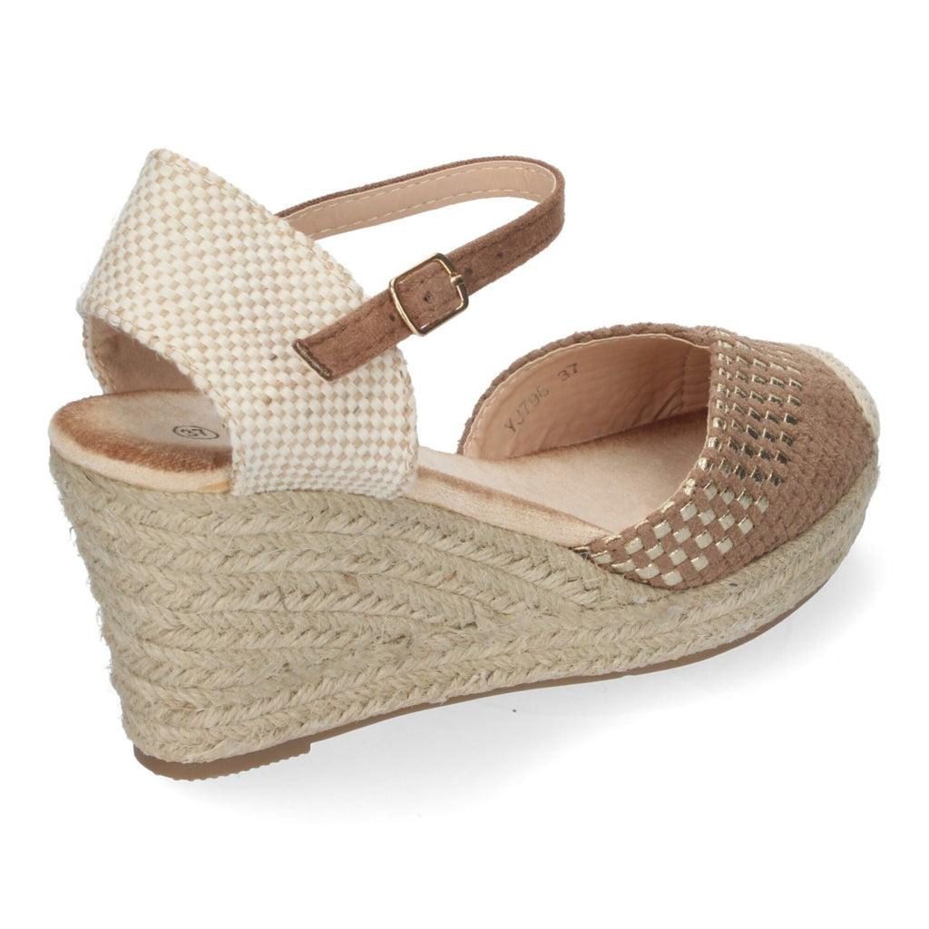 Sandalias Kaki Mujer Cuña Espadrille Trenzadas Cómodas