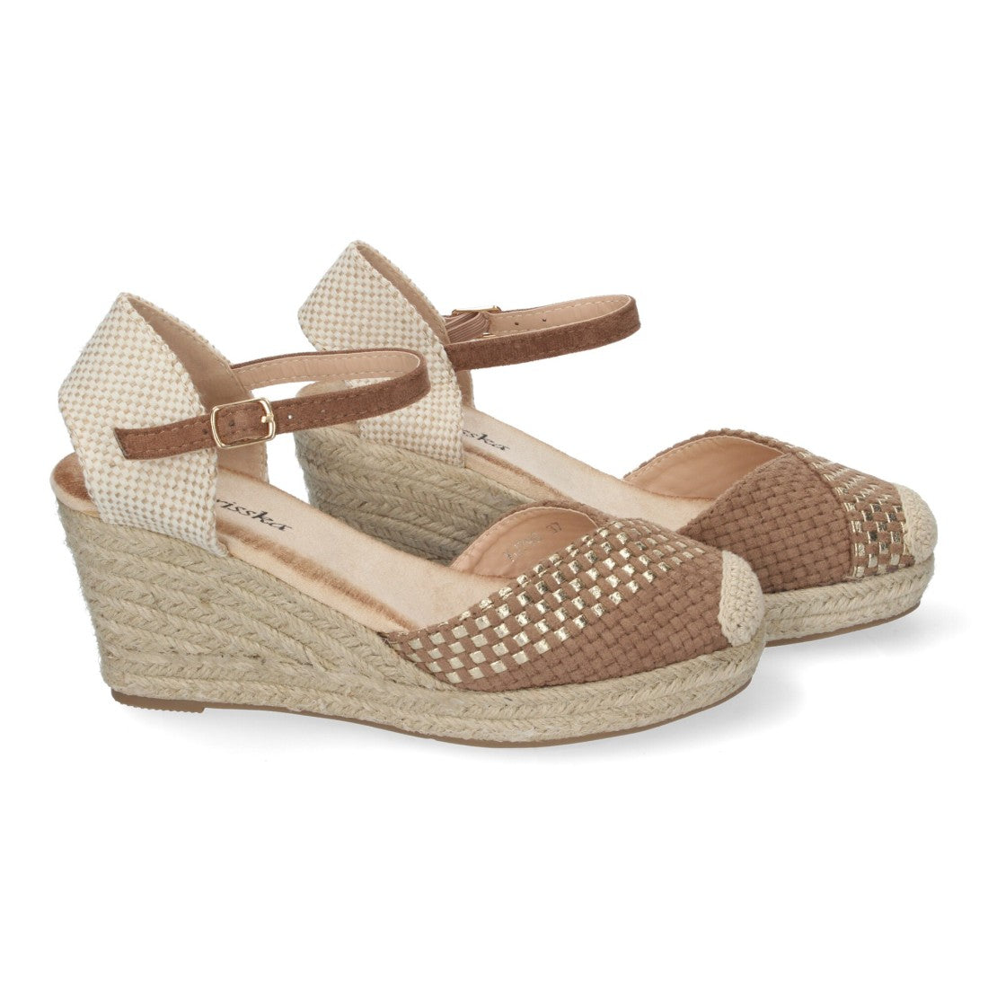 Sandalias Kaki Mujer Cuña Espadrille Trenzadas Cómodas