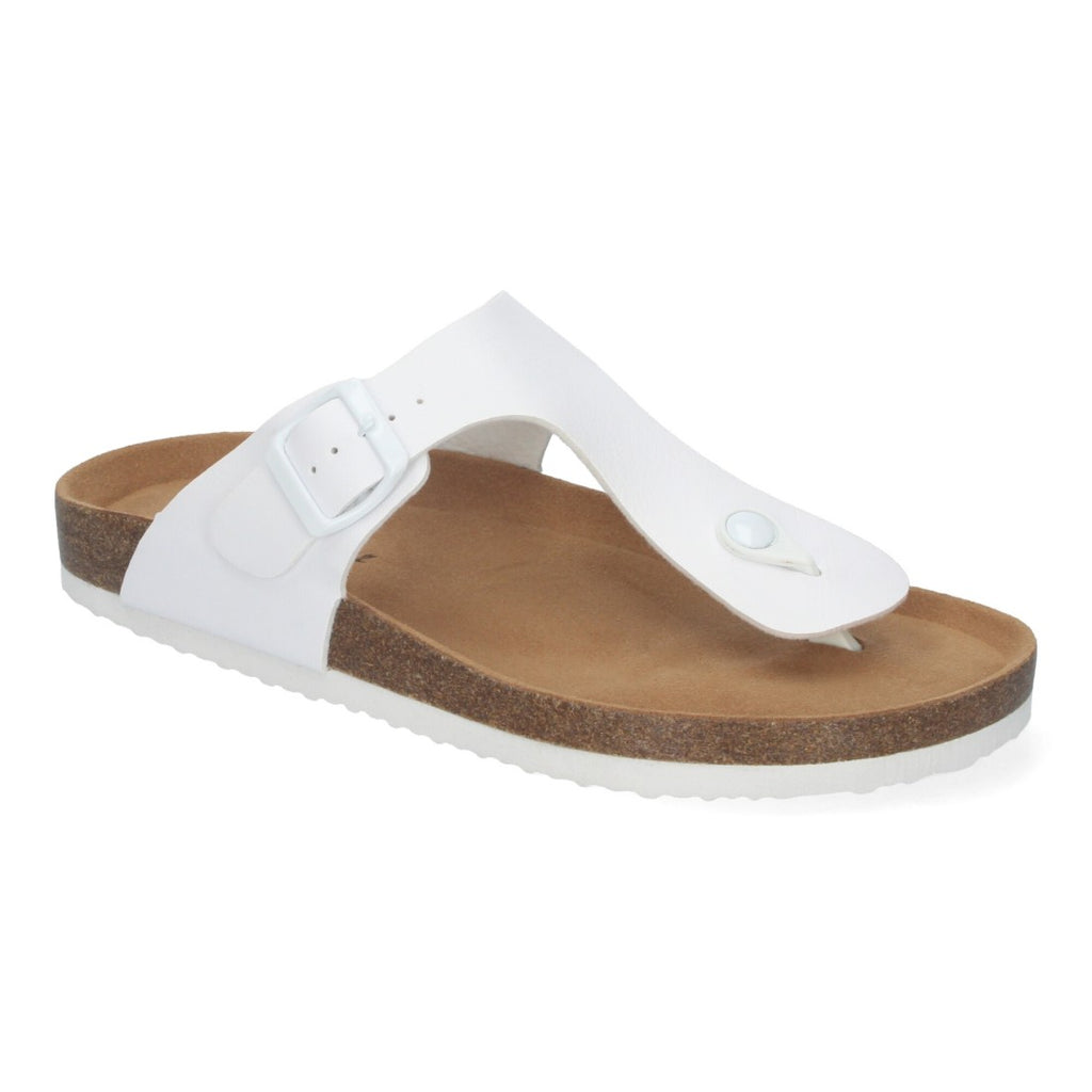 Sandalias Blancas Mujer Bio Estilo Esclava Doble Tira Planta Anatómica Elegantes