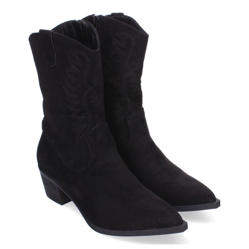 Botas Cowboy con Bordado y Punta Fina - Negro