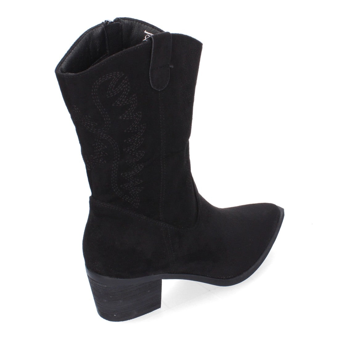 Botas Cowboy con Bordado y Punta Fina - Negro