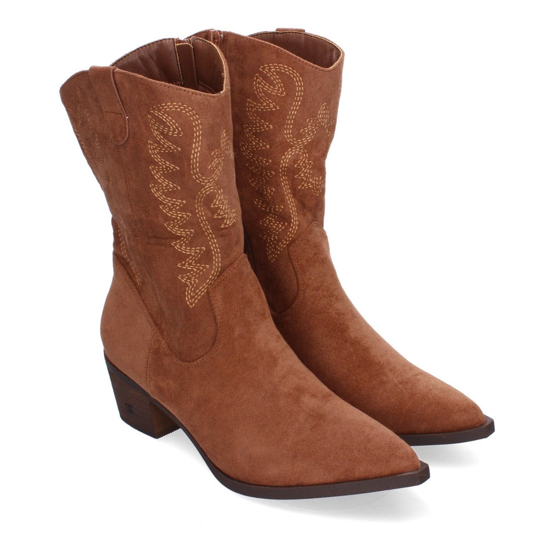 Botas Cowboy con Bordado y Punta Fina - Marrón