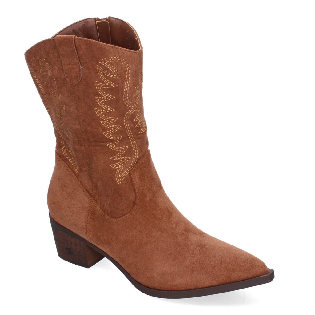 Botas Cowboy con Bordado y Punta Fina - Marrón