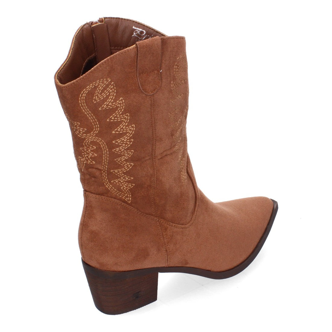 Botas Cowboy con Bordado y Punta Fina - Marrón