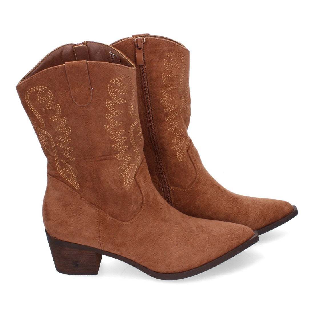 Botas Cowboy con Bordado y Punta Fina - Marrón