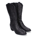 Botas Cowboy con Bordado y Punta Redonda - Negro