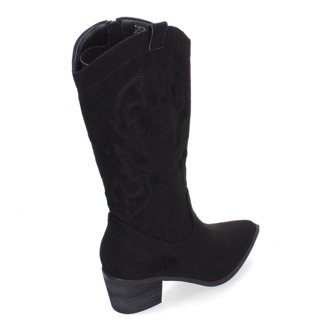 Botas Cowboy con Bordado y Punta Fina - Negro