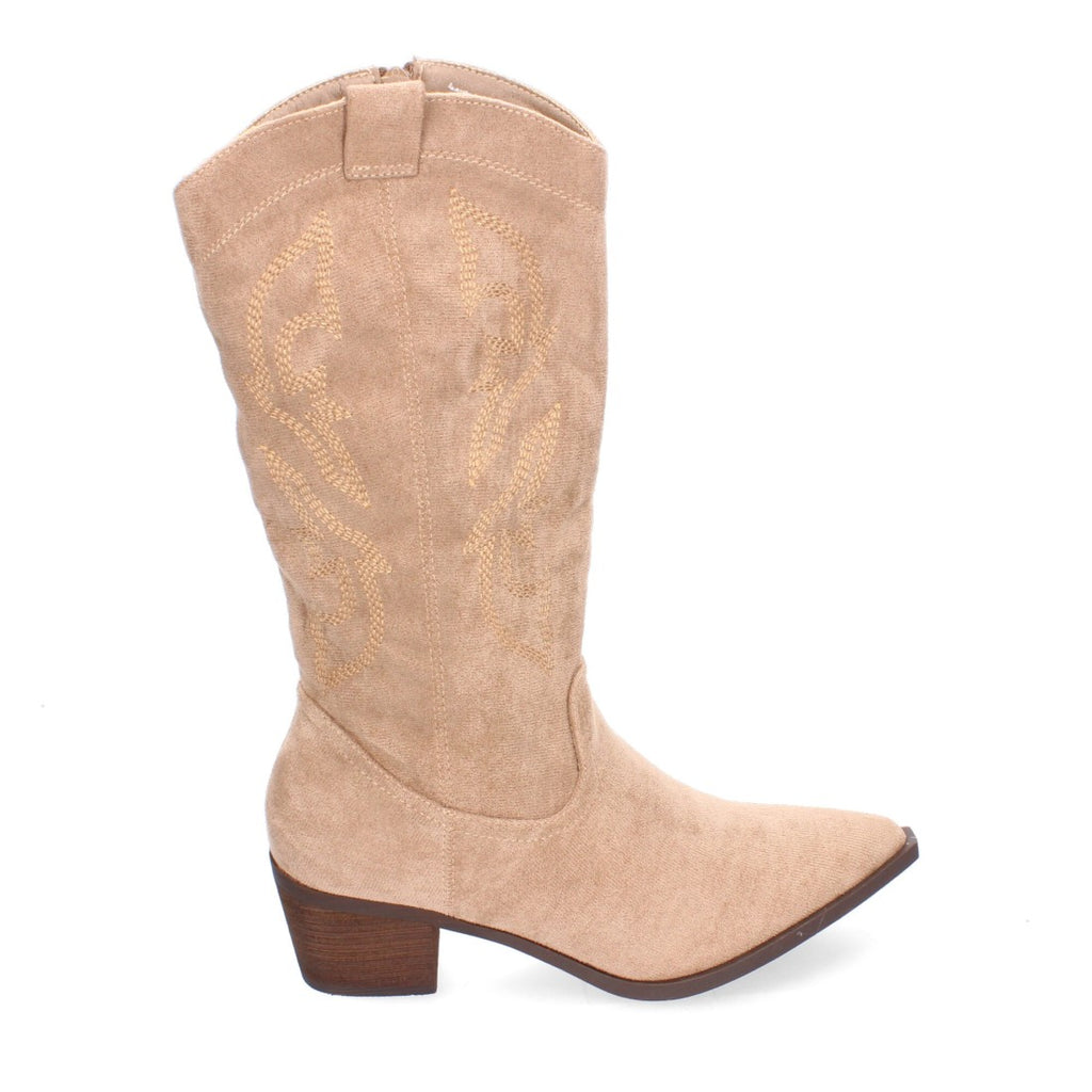Botas Cowboy con Bordado y Punta Fina - Kaki