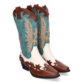 Elegante grüne hohe Stiefel mit Absatz