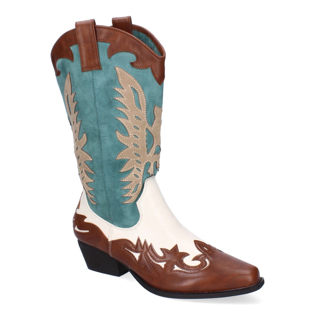 Elegante grüne hohe Stiefel mit Absatz
