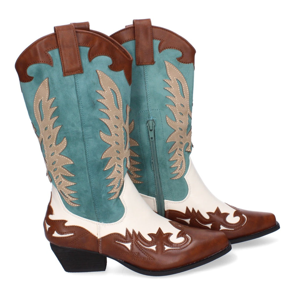 Elegante grüne hohe Stiefel mit Absatz
