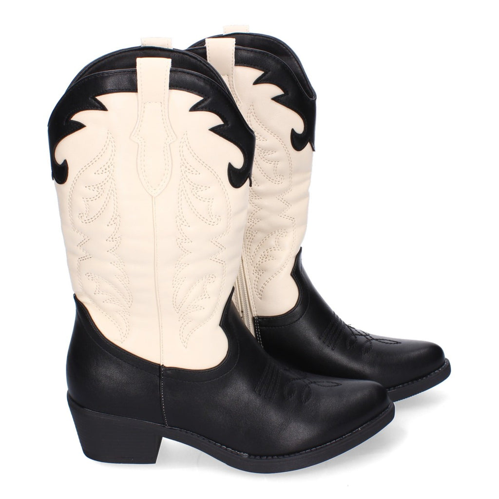 Botas Cowboy Negras con Bordado en Caña