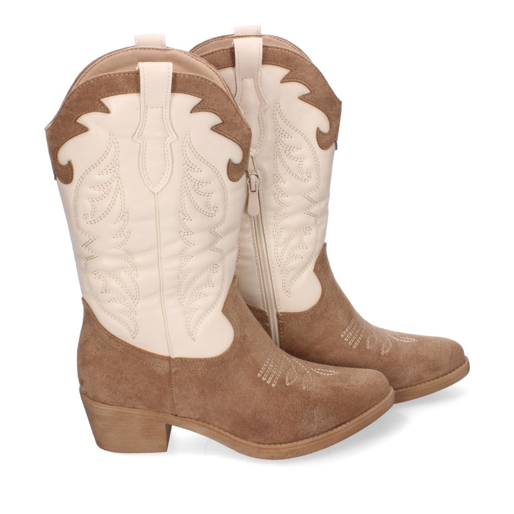 Botas Cowboy Kaki con Bordado en Caña
