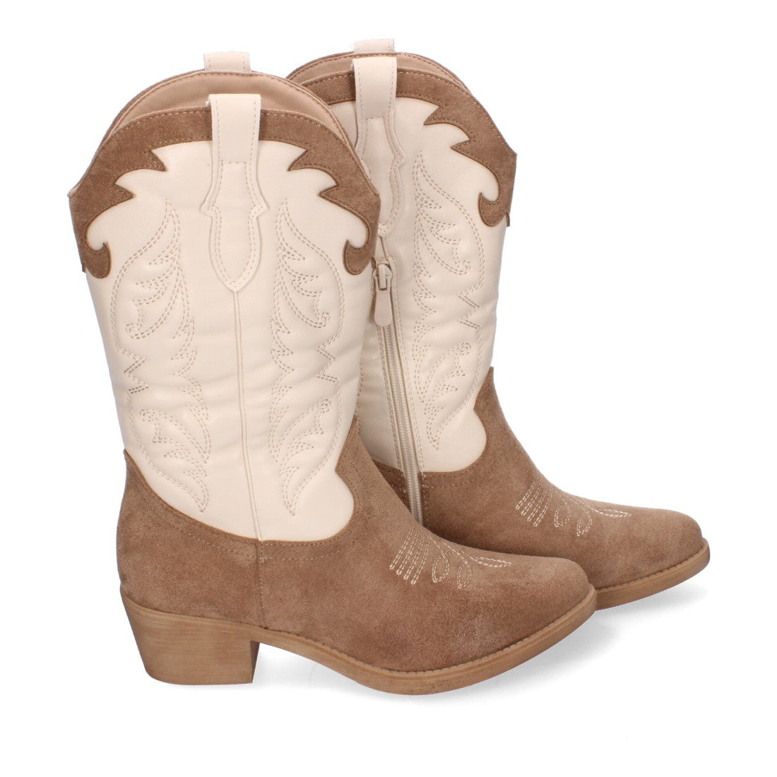 Botas Cowboy Kaki con Bordado en Caña