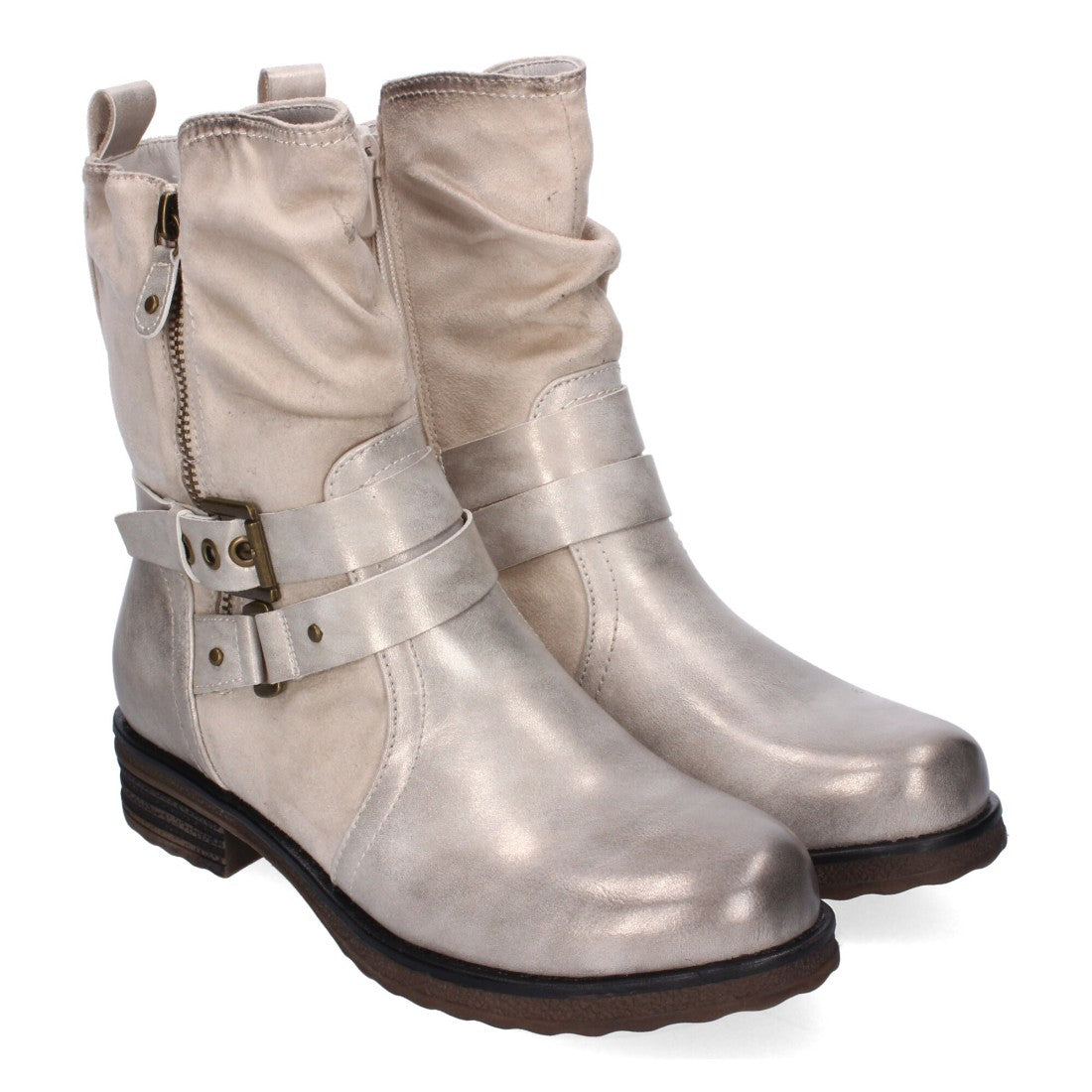 Elegante goldfarbene Stiefel mit Absatz