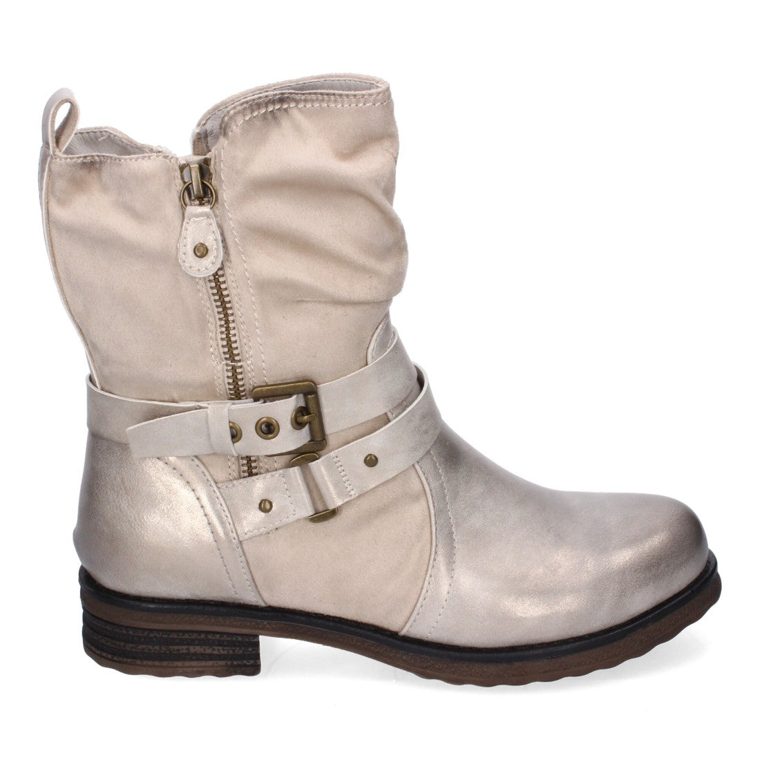 Elegante goldfarbene Stiefel mit Absatz
