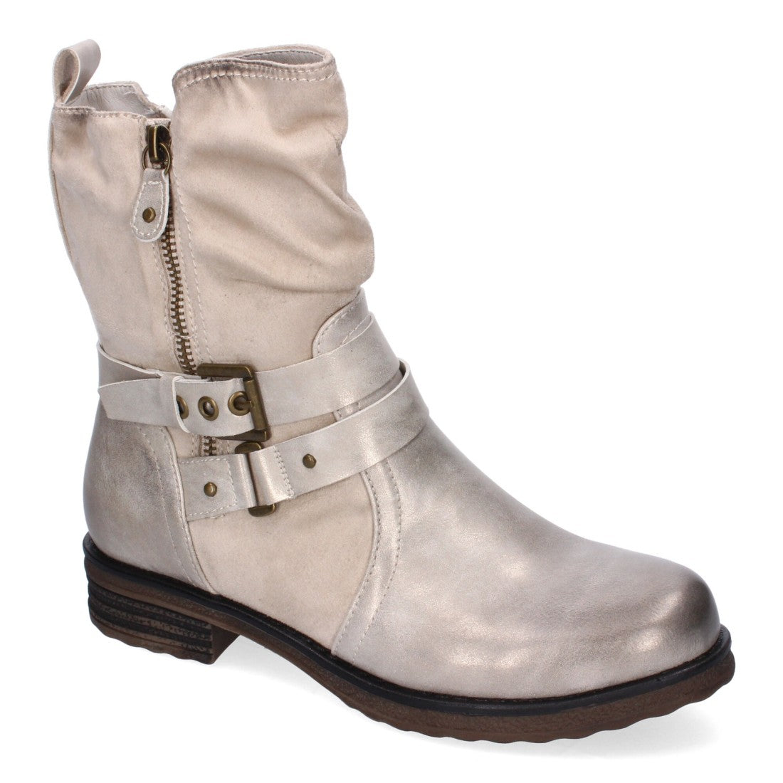 Elegante goldfarbene Stiefel mit Absatz