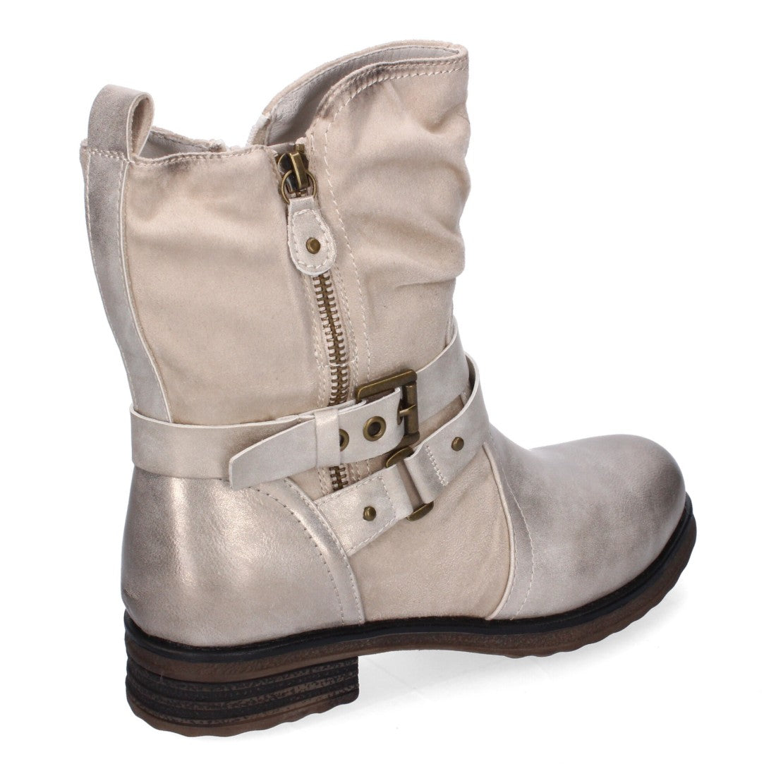 Elegante goldfarbene Stiefel mit Absatz