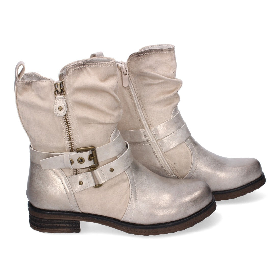 Elegante goldfarbene Stiefel mit Absatz