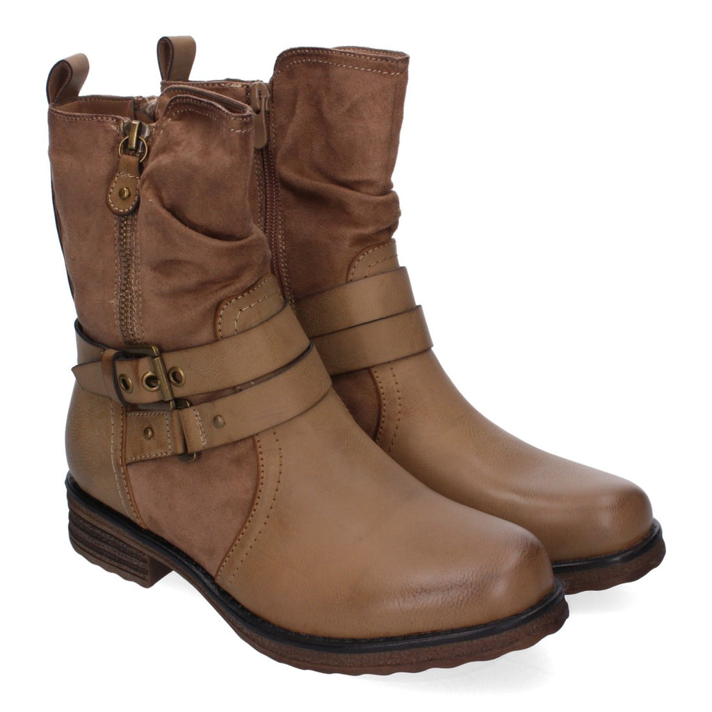 Elegante khakifarbene Stiefel mit Absatz