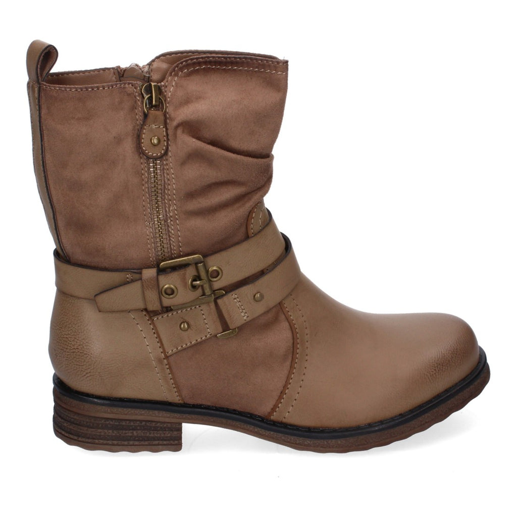 Elegante khakifarbene Stiefel mit Absatz
