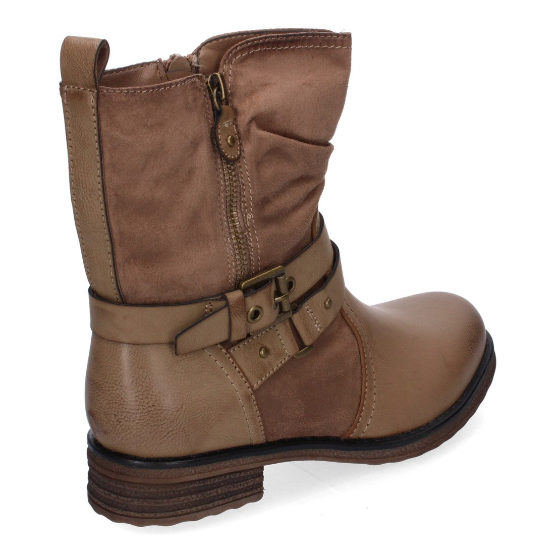 Elegante khakifarbene Stiefel mit Absatz