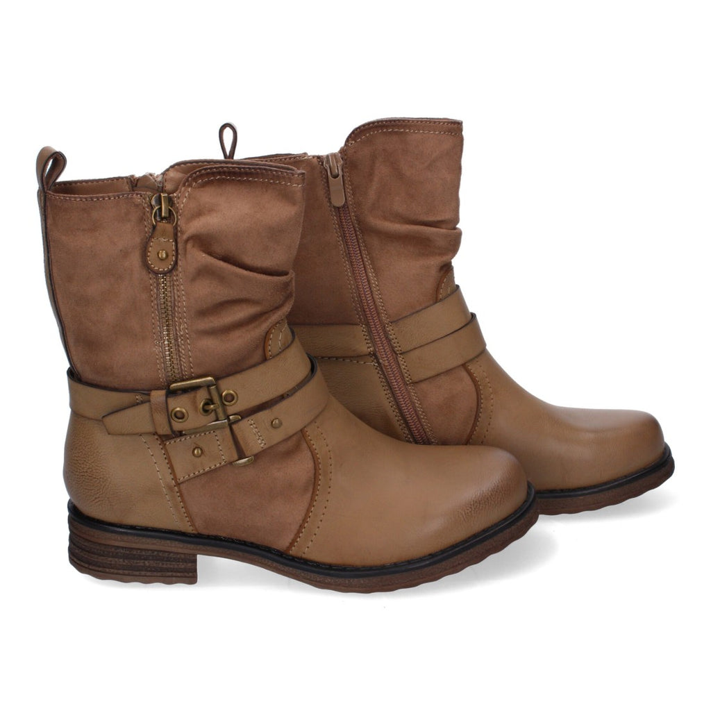 Elegante khakifarbene Stiefel mit Absatz