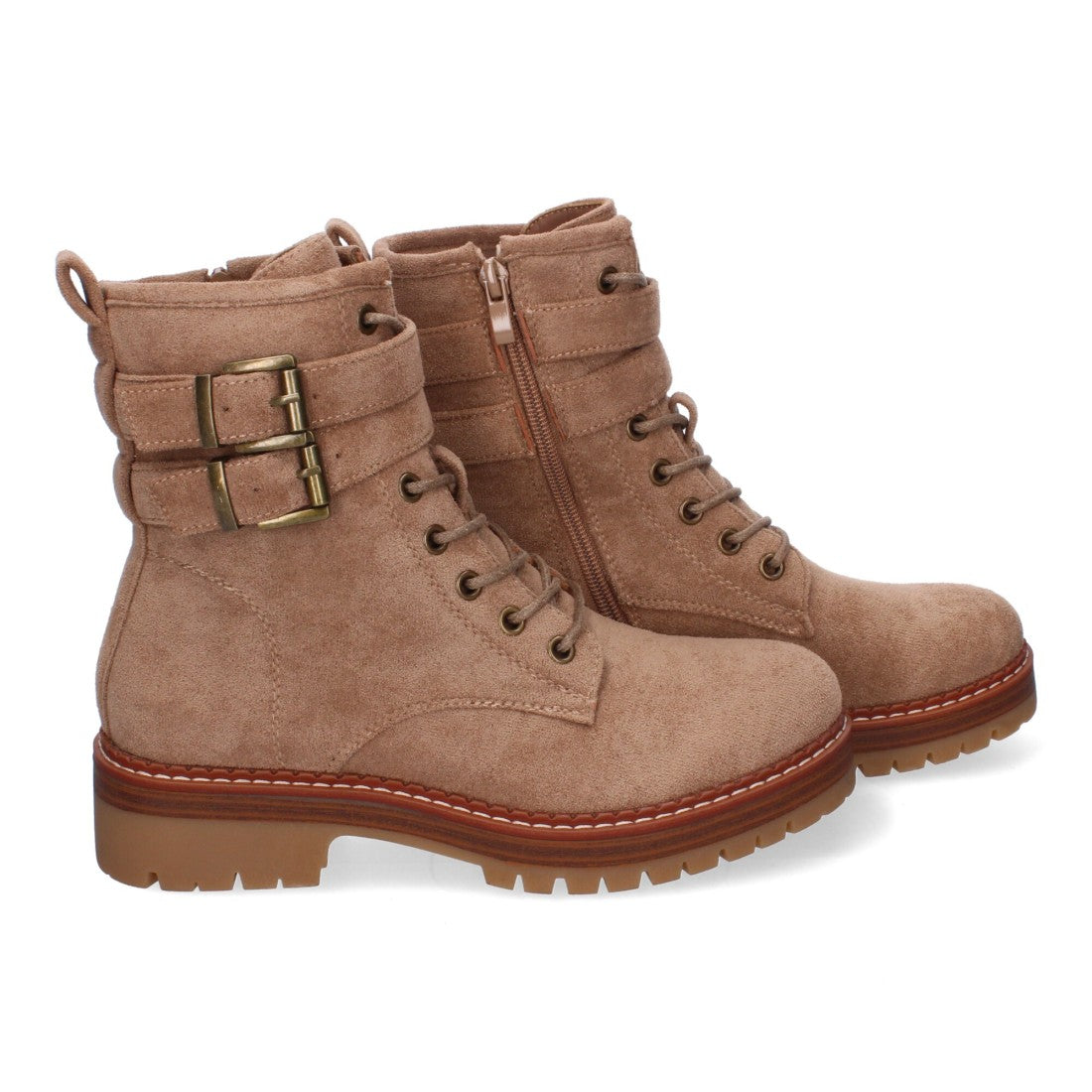Botas Modernas con Plataforma y Hebillas - Kaki