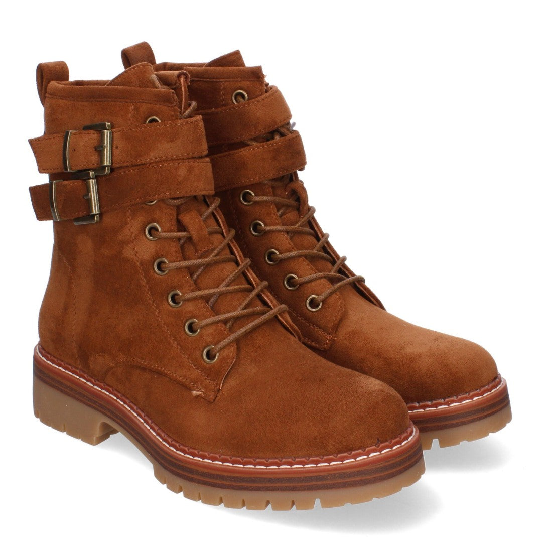 Botas Modernas con Plataforma y Hebillas - Camel