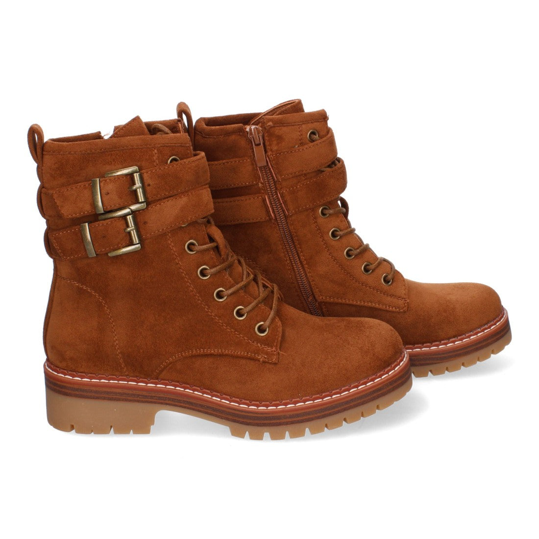 Botas Modernas con Plataforma y Hebillas - Camel