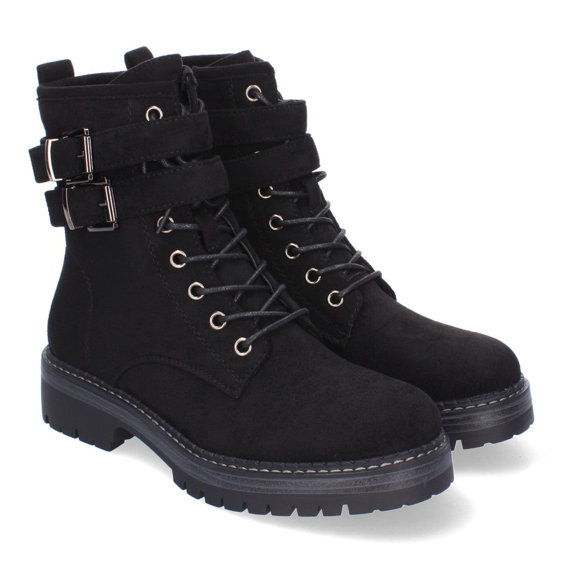 Botas Modernas con Plataforma y Hebillas - Negro