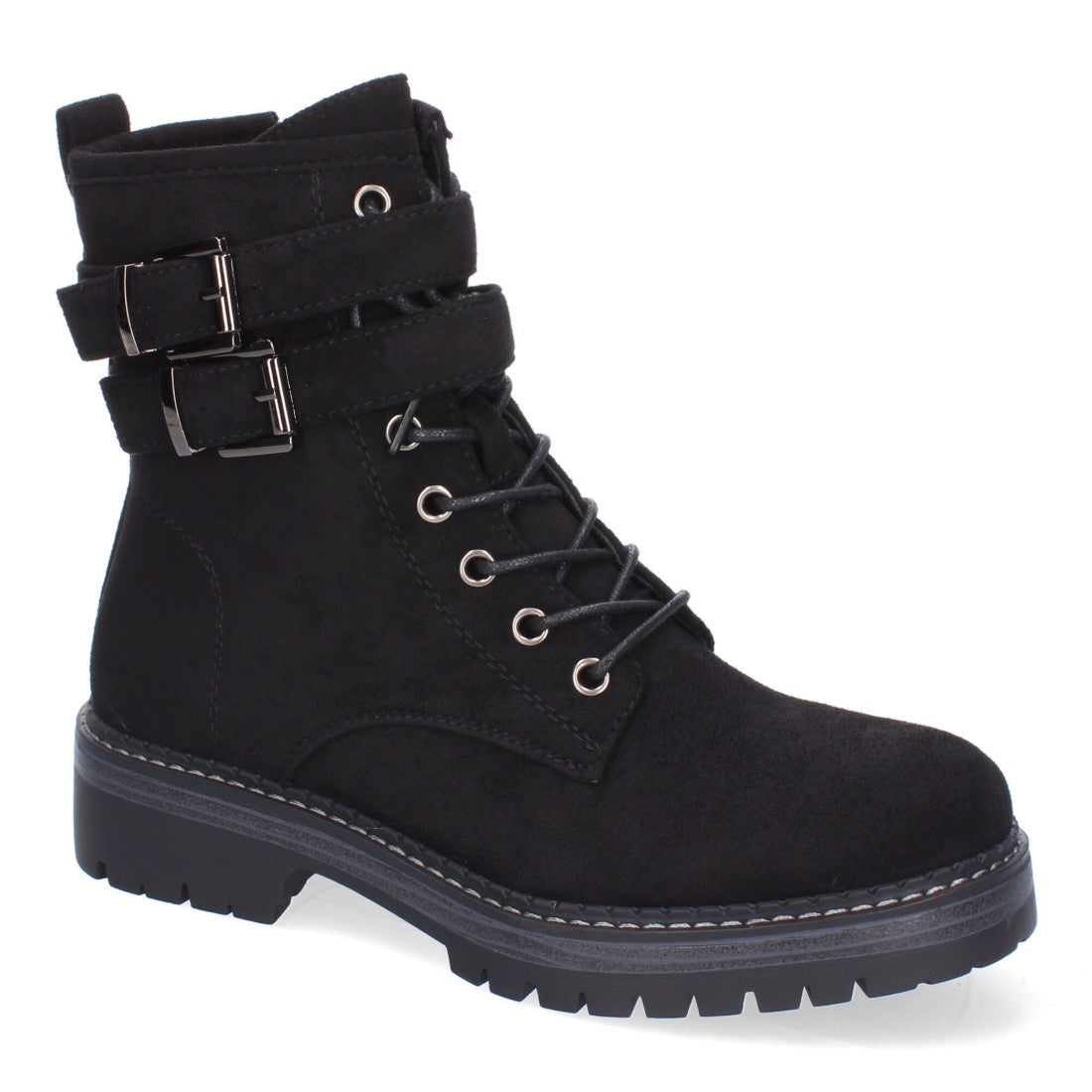 Botas Modernas con Plataforma y Hebillas - Negro