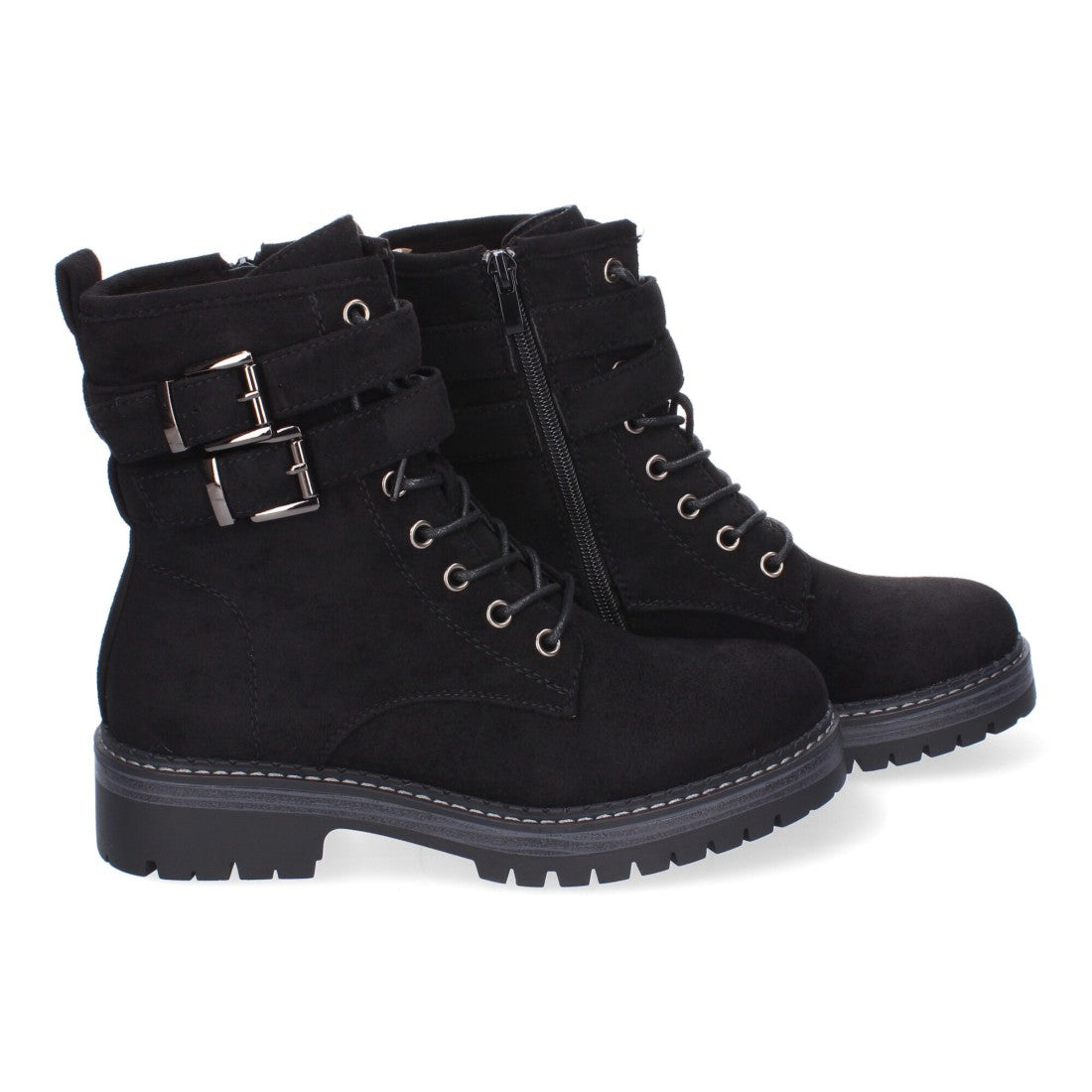 Botas Modernas con Plataforma y Hebillas - Negro