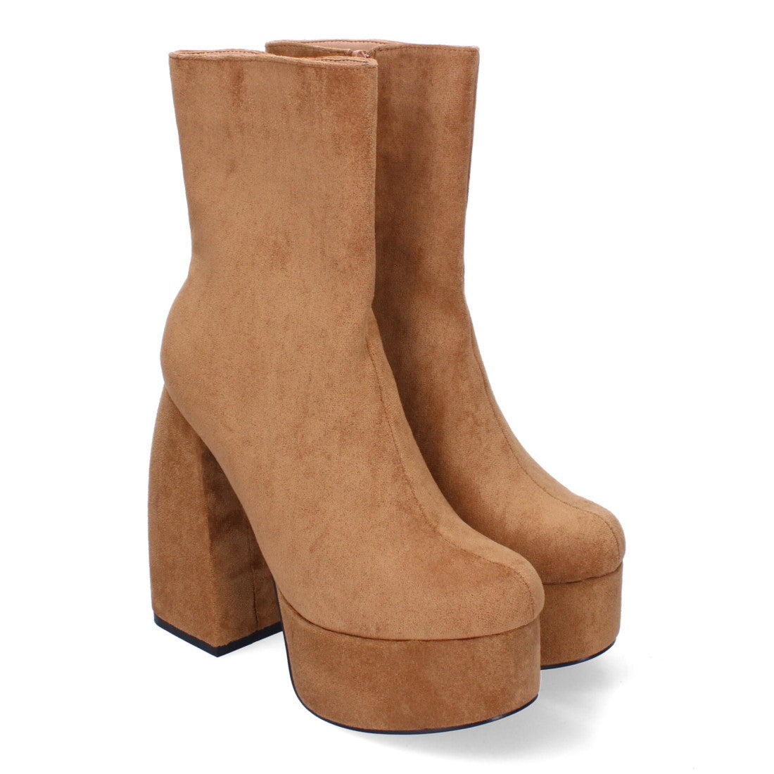Botas con Tacón Grueso y Plataforma - Marrón