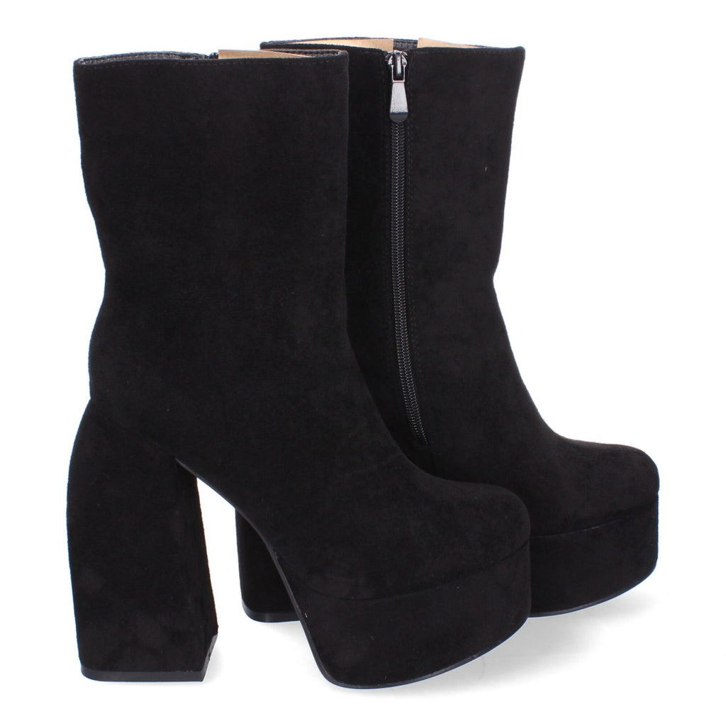 Botas con Tacón Grueso y Plataforma - Negro