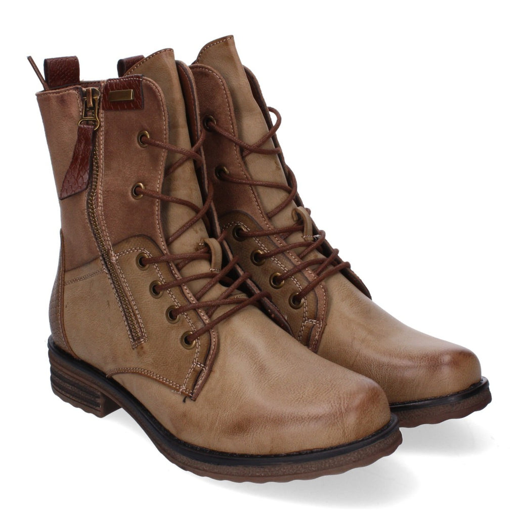 Elegante khakifarbene Stiefel mit Absatz