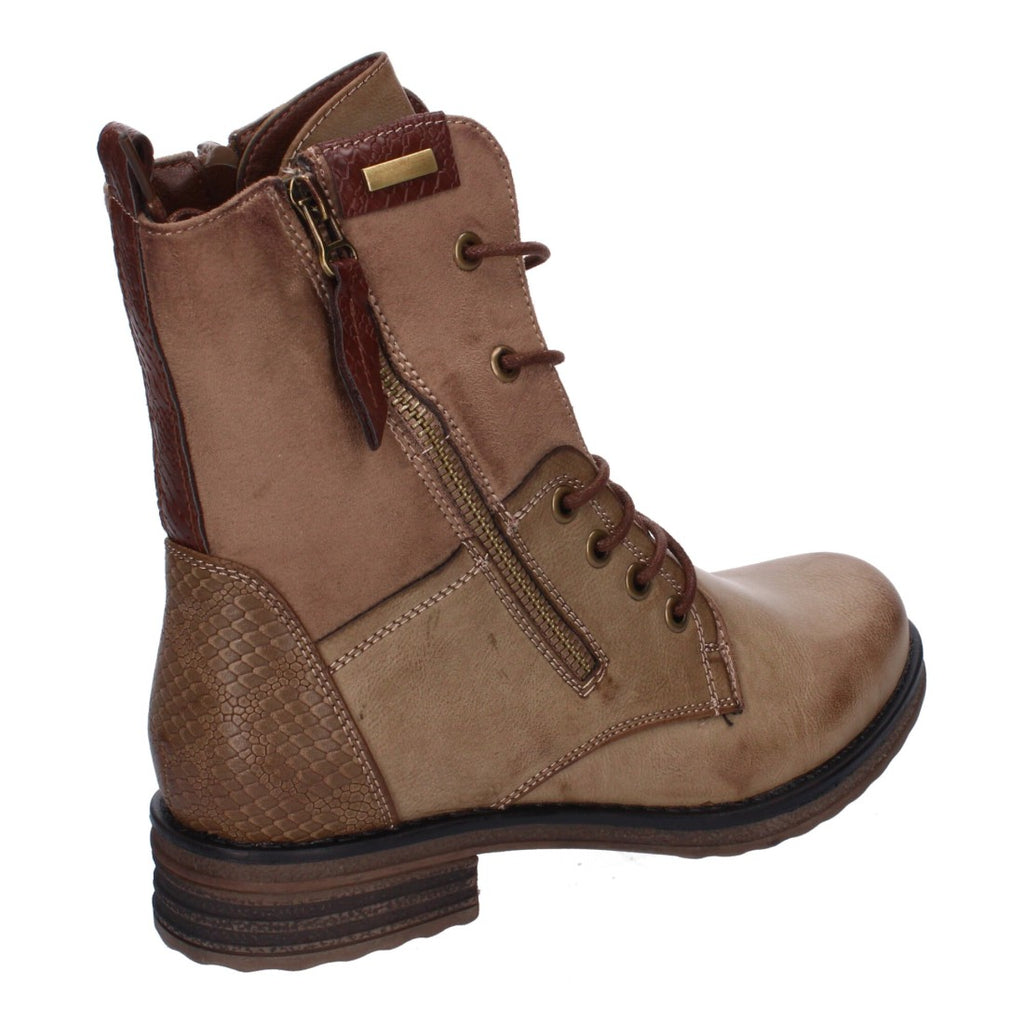 Elegante khakifarbene Stiefel mit Absatz