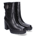 Botas Negras de Tacón con Animal Print y Hebilla