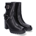 Botas Negras de Tacón con Suela Dentada y Hebillas